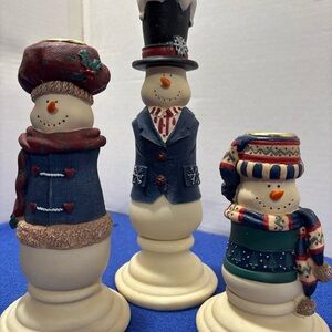 Snowman candle sticks. Set of 3